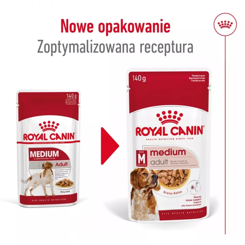 ROYAL CANIN SHN Medium Adult in Sauce - Comida húmida para cães adultos - 10x140g