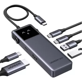 Ugreen Uno - hub - 6-em-1 USB-C – 1 x HDMI + 2 x USB-C 3.2 Gen 2 + 2 x USB-A 3.2 Gen 2 + 1 x USB-C (alimentação) (35998)