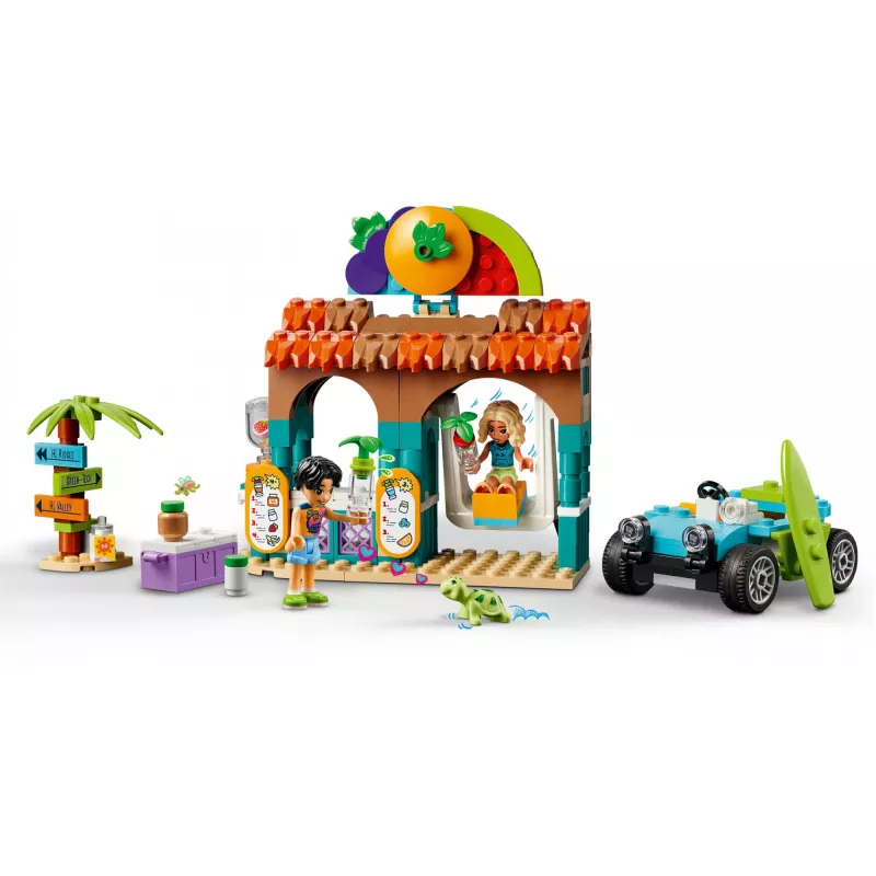 LEGO Friends Quiosque de Smoothies da Praia Conjunto de brincar para crianças com comida de brinquedo, ideia de presente para meninas e meninos a partir dos 6 anos, com 2 minifiguras, uma figura de tartaruga e um