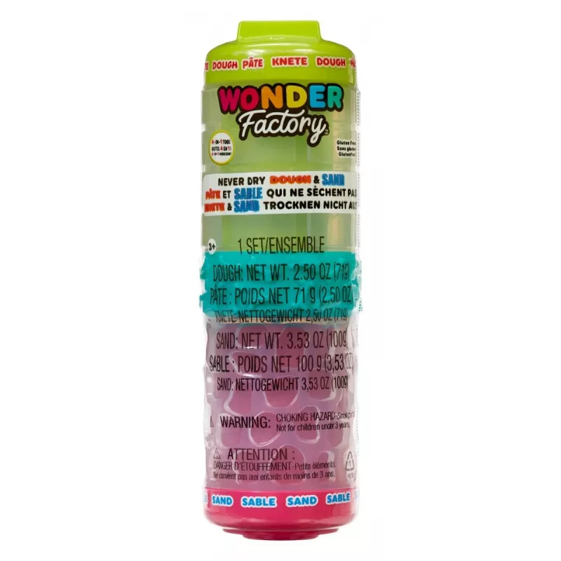 Massa de modelar Wonder Factory Never Dry Dough, verde-limão, rosa