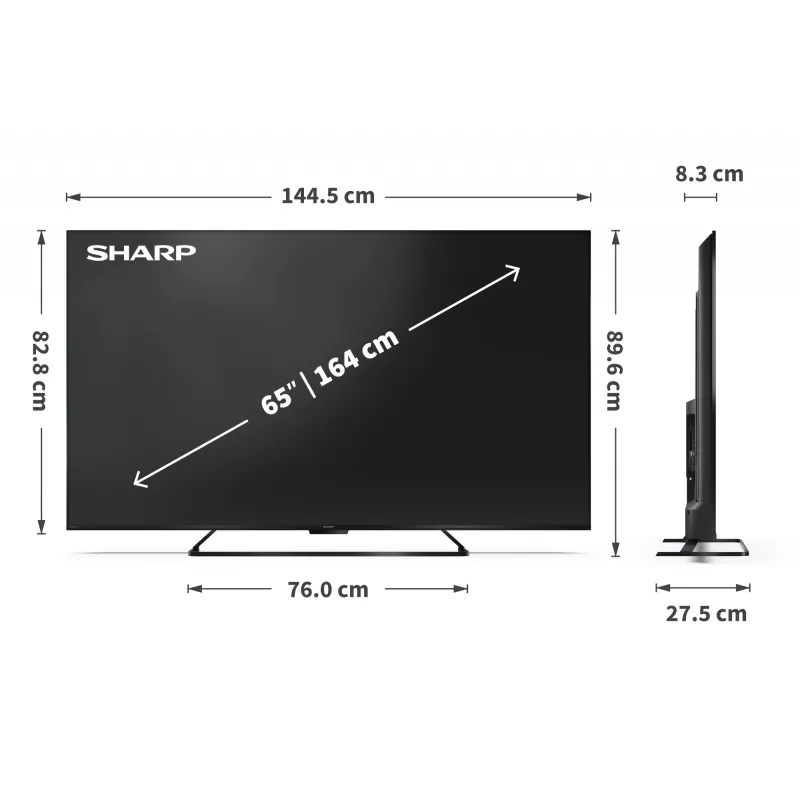 Sharp | 65HR7265E | 65 | Smart TV | Google TV | Preto