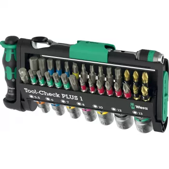 Wera Tool-Check Plus 1 mini roquete, conjunto de chaves de caixa e bits, 39 peças (05049055001)