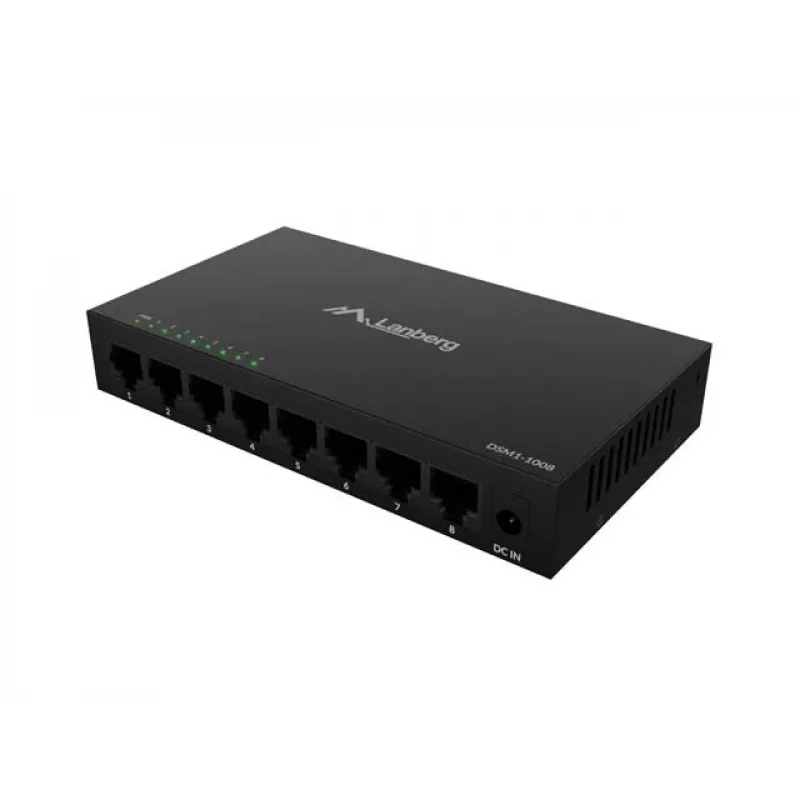 Switch de rede LANBERG DSM1-1008 8x 1 Gb/s não gerido Gigabit Ethernet desktop 12V caixa metálica