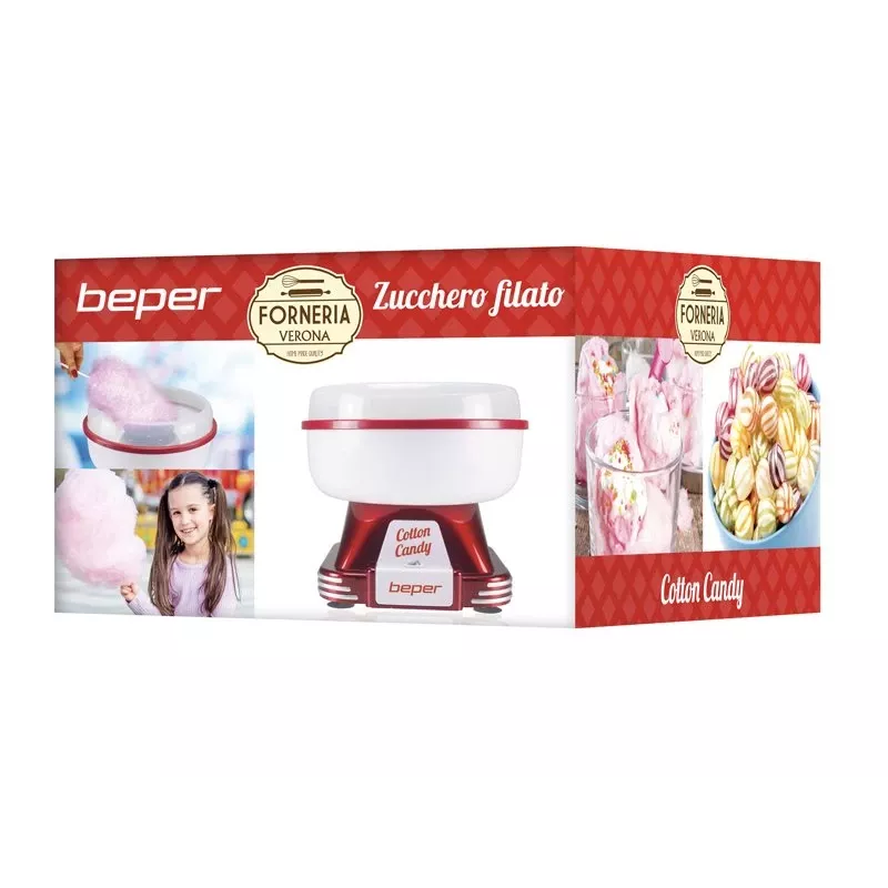 Máquina de algodão-doce Beper P101CUD250 250W, máquina de bancada compacta para casa e pequenos eventos