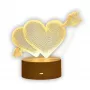 Lâmpada de noite Extralink HOME 3D ilusão ótica 'Pierced Hearts' candeeiro de mesa USB