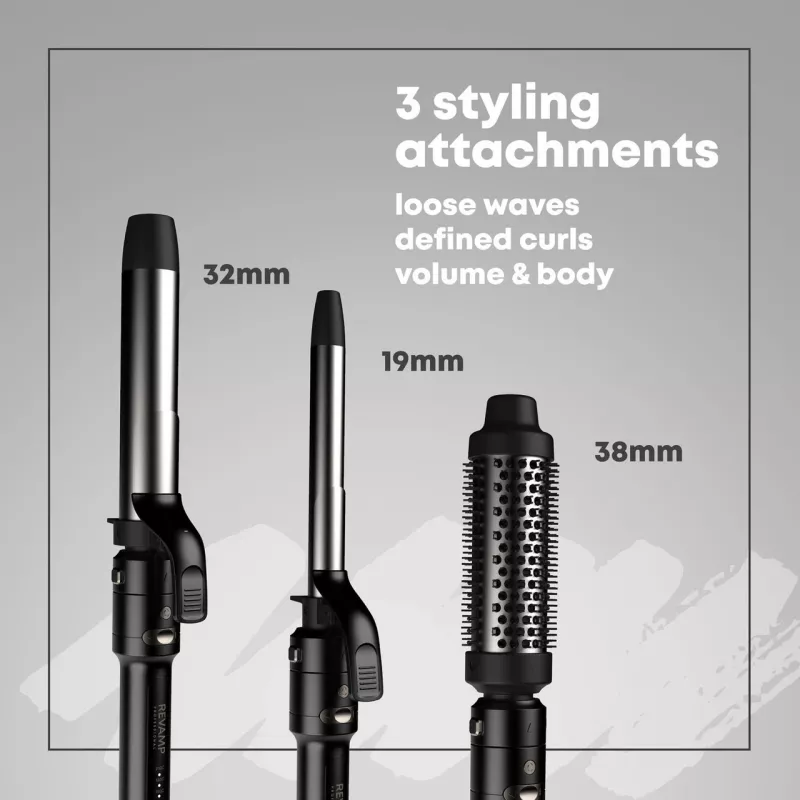 Styler de cabelo Revamp Multi Style Revolve CL-3500-EU 3-em-1 – escova, secador de cabelo, modelador de volume