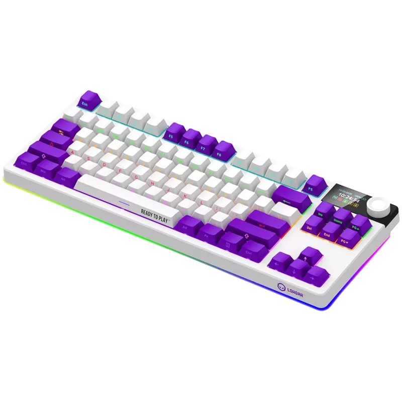 LORGAR KBP70TKLW, Teclado de gaming mecânico TKL sem fios Pro, branco, layout EN