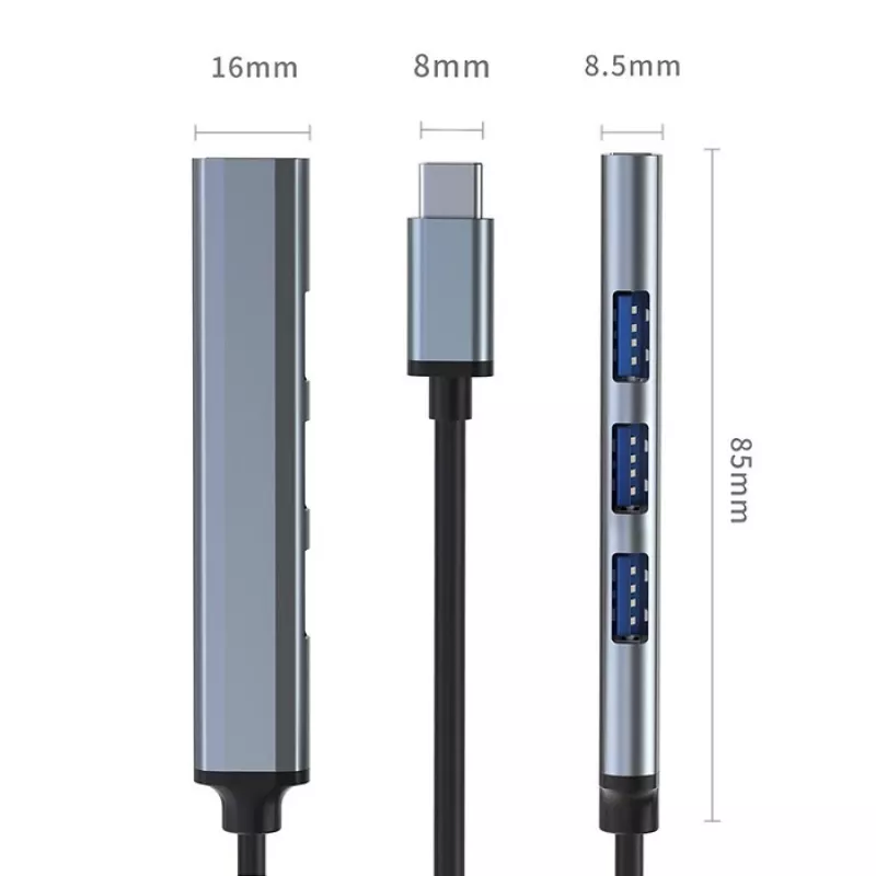 Hub USB QOLTEC 53792, USB-C 3.1 para 4 portas (USB 3.0 x1, USB 2.0 x3)