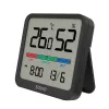 Savio CT-01/B sensor sem fios de temperatura e humidade para interior, LCD, relógio, data, suporte magnético, preto