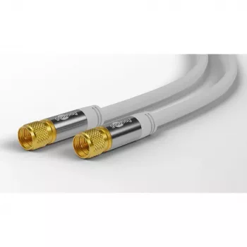Goobay cabo de antena SAT (tipo 135 dB), blindagem quádrupla, 5 m, branco - banhado a ouro, conector F macho > conector F macho (70644)