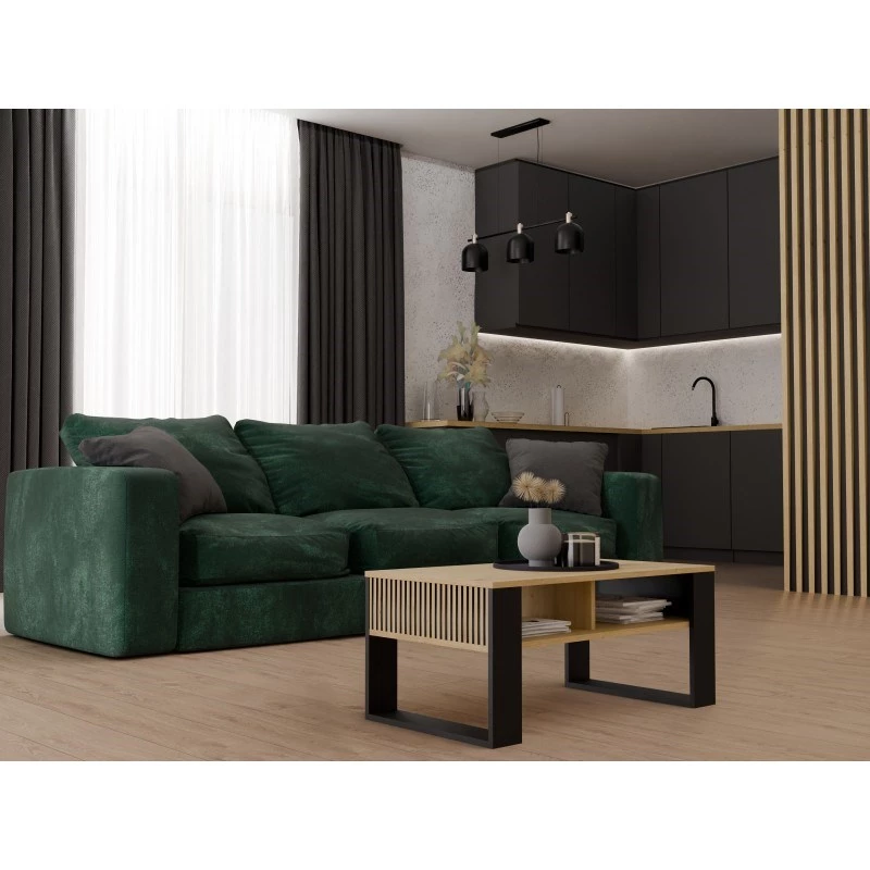 Mesa de centro top e shop STOLIK KAWOWY ŁAWA MODERN 2P fina carvalho Artisan ripas pretas