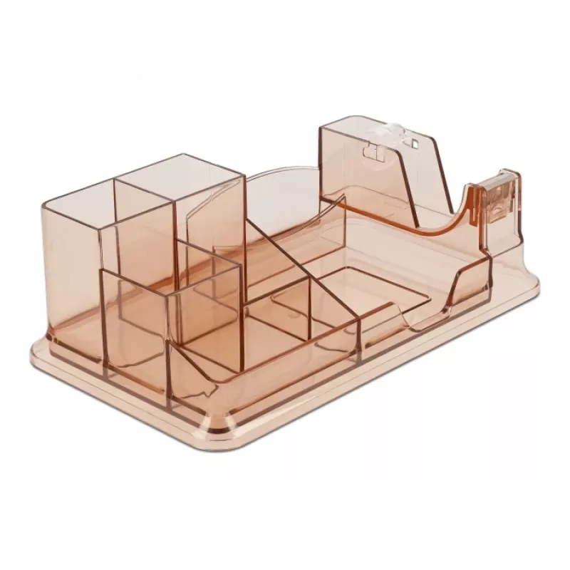 Organizador de secretária DeLOCK 18341 transparente castanho plástico 145x250x85mm