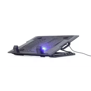 Base de refrigeração para portátil Gembird NBS-1F17T-01, para ecrãs até 17 polegadas, 1 ventoinha de 15 cm, USB 2.0, 370×265×33 mm, 350 mA, preto