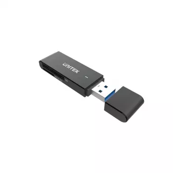 Leitor de cartões Unitek Y-9327A USB 3.2 Gen 1 Type-A — MicroSD/SD, 2 slots, 5000 Mbit/s, preto