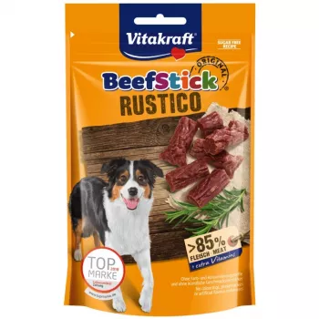 Vitakraft Beef Stick Rustico 55 g – snack de mastigar com sabor a carne de vaca, proteína 30 %, gordura 25 %