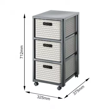Unidade de arrumação Rotho Country 3 gavetas Cappuccino/Antracite, Tecnopolímero, 712×325×375 mm