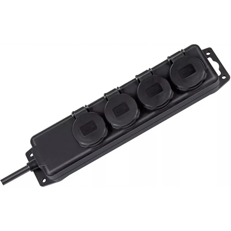 Tomada de extensão Brennenstuhl IP44 4 tomadas preto 2,0m H07RN-F 3G1,5 - Cabo de extensão - AC 230 V - Saídas: 4 - 2 m (1159960)