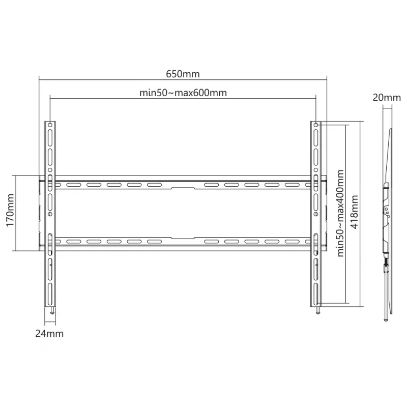 Suporte de parede SBOX PLB-2264F-2 37–80 cm, capacidade de carga 45 kg, VESA 600x400