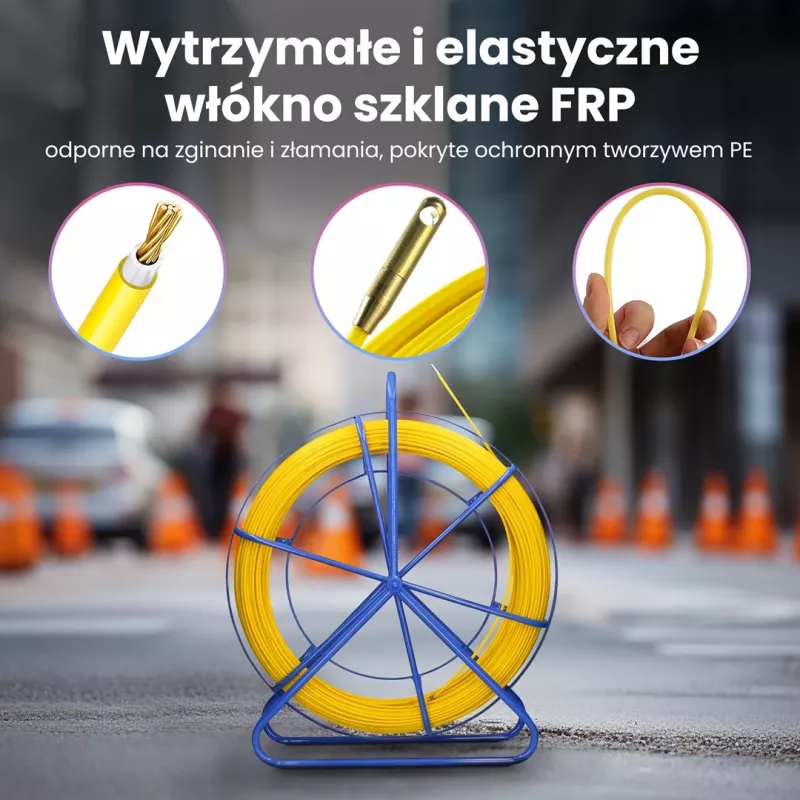 Extralink Rodder 3,8mm 75m | vareta passa-cabos | fibra de vidro FRP, diâm. 3,8mm, comprimento 75m, amarelo