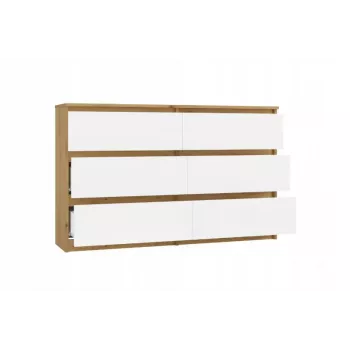 Cómoda 6 gavetas 120 cm Top E Shop Malwa — Artisan Oak / branco, aglomerado