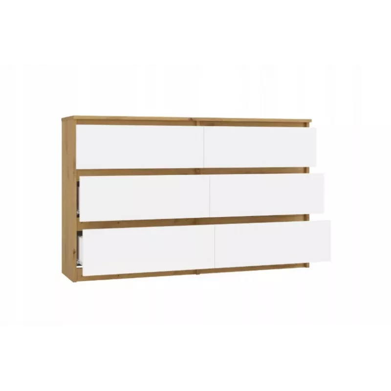 Cómoda 6 gavetas 120 cm Top E Shop Malwa — Artisan Oak / branco, aglomerado