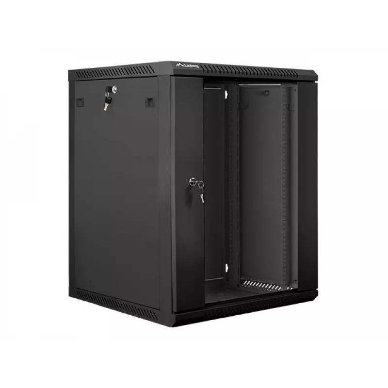 Armário de instalação de parede Lanberg 19'' 15U 600x600mm preto (porta de vidro)
