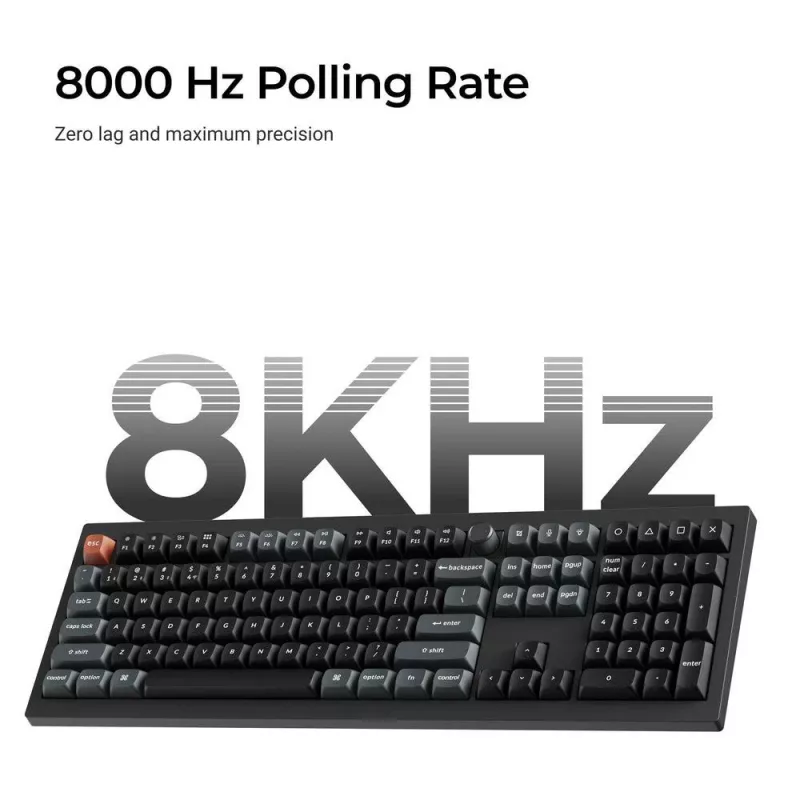 Teclado mecânico Full-Size Keychron V6 Ultra 8K — QWERTY, Bluetooth, RGB, preto