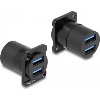 Módulo D-Type DeLOCK USB 5 Gbit/s Type-A 2 x conector fêmea para 2 x conector fêmea