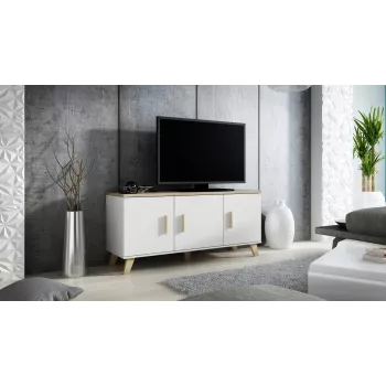 Aparador Cama LOTTA 150 3D branco + carvalho sonoma