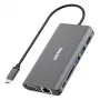 UNITEK uHUB O8+ Hub USB 3.2 Gen 1 Type-C com fio, Cinzento, 100W Power Delivery