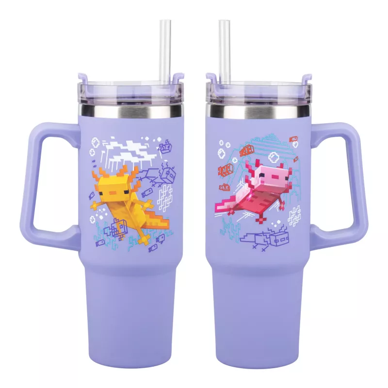 Paladone Minecraft copo isolado roxo com palhinha, 900 ml