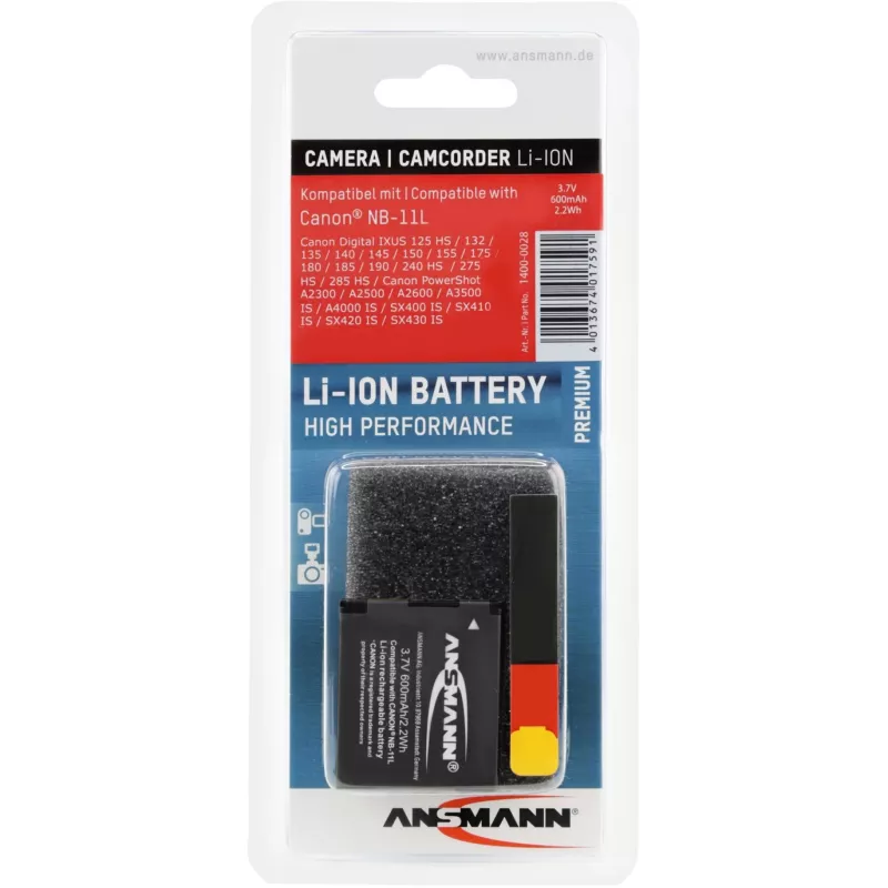 Bateria Ansmann A-Can NB-11L iões de lítio 600 mAh