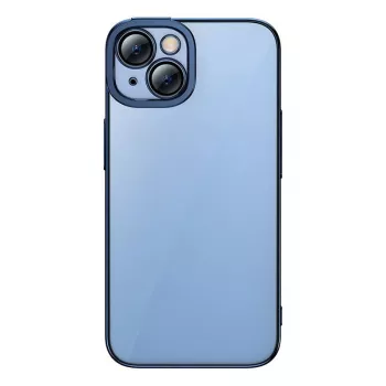 Conjunto de capa protetora e vidro temperado Baseus para iPhone 14 Plus – brilhante transparente azul