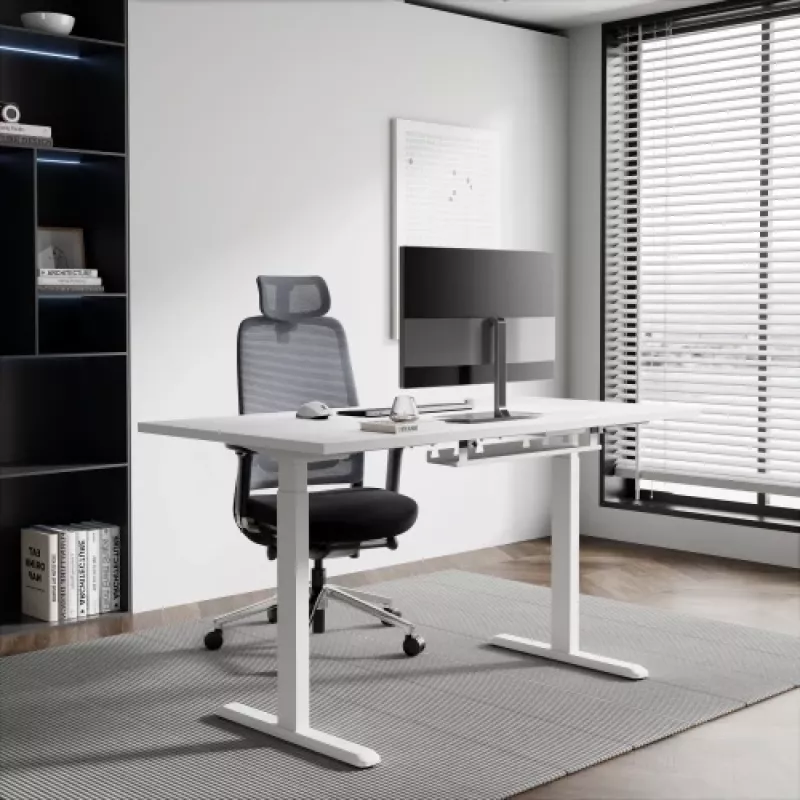 Mesa de altura ajustável Up Up Bjorn branca, tampo L branco