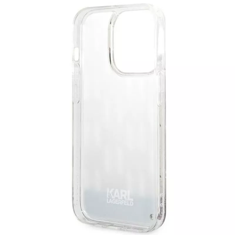 Karl Lagerfeld KLHCP14XLMNMS iPhone 14 Pro Max 6.7 capa rígida prateado / prateado Liquid Glitter Monogram