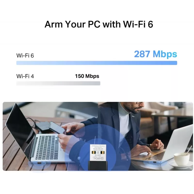 Mercusys MA14N AX3000 Nano adaptador USB Wi-Fi, até 287 Mbps