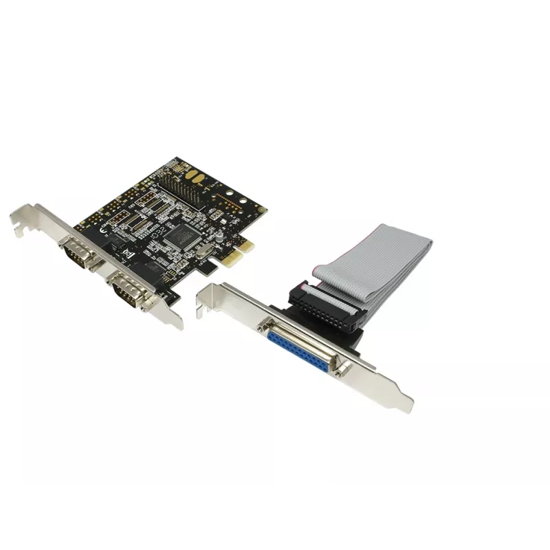Placa de interface PCIe interna LOGILINK PC0033 com portas série e paralela, chipset NetMOS