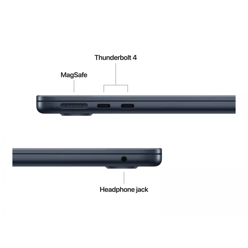 Apple MacBook Air 13 (2025), 24 GB, 512 GB, M4 (10-CPU/10-GPU), Midnight, fonte de alimentação 35W Dual USB-C, alemão, MC6C4D/A