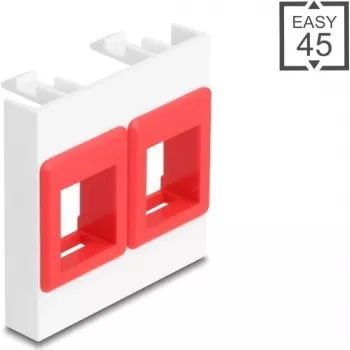 Módulo DELOCK Easy 45 2x suportes Keystone 45x45 mm branco/vermelho