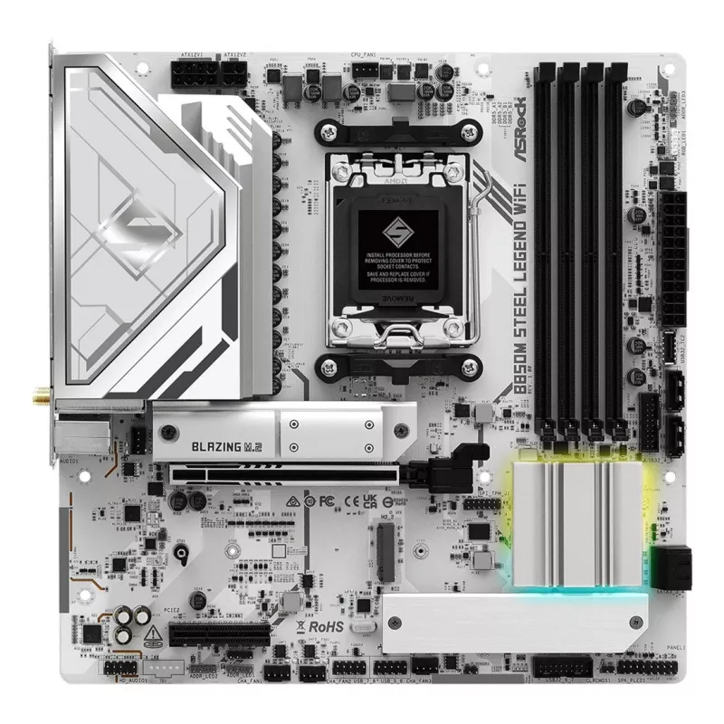 Motherboard ASRock B850M Steel Legend WiFi — AMD B850, socket AM5, microATX, DDR5, 4 DIMM, Wi-Fi 7, LAN 2.5Gb