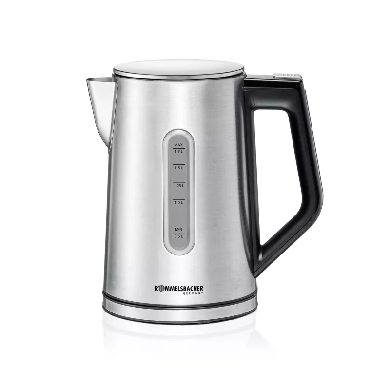 Chaleira elétrica Rommelsbacher WK 3000 — 1,7 L, 3000 W, Aço inoxidável e preto