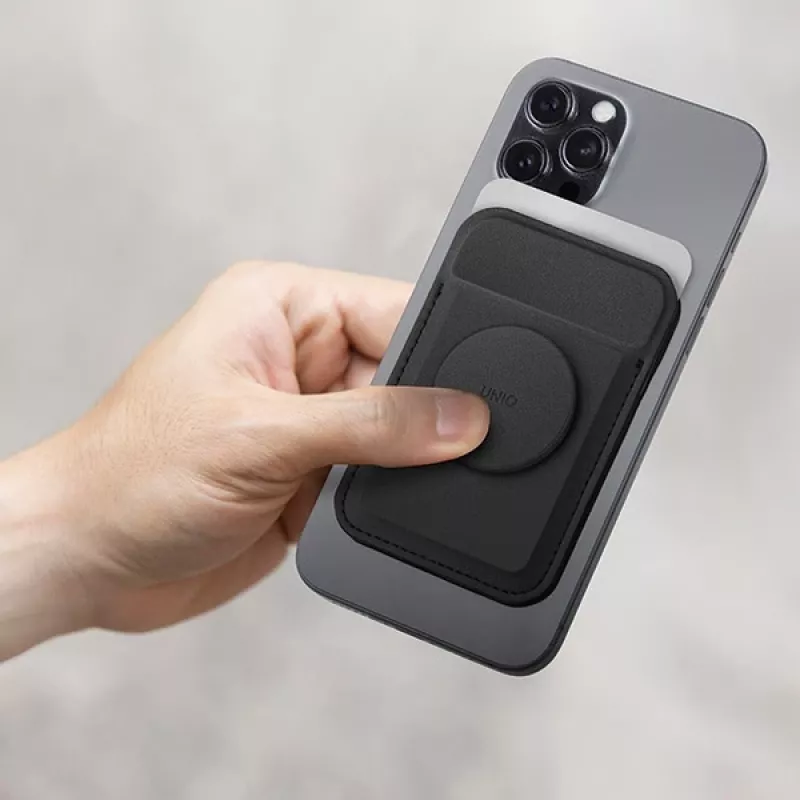 Carteira magnética para cartões UniQ Flixa — compatível com MagSafe, preta (preto azeviche)