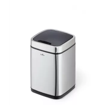Balde do lixo Durable NO TOUCH 6L retangular aço inoxidável prateado preto
