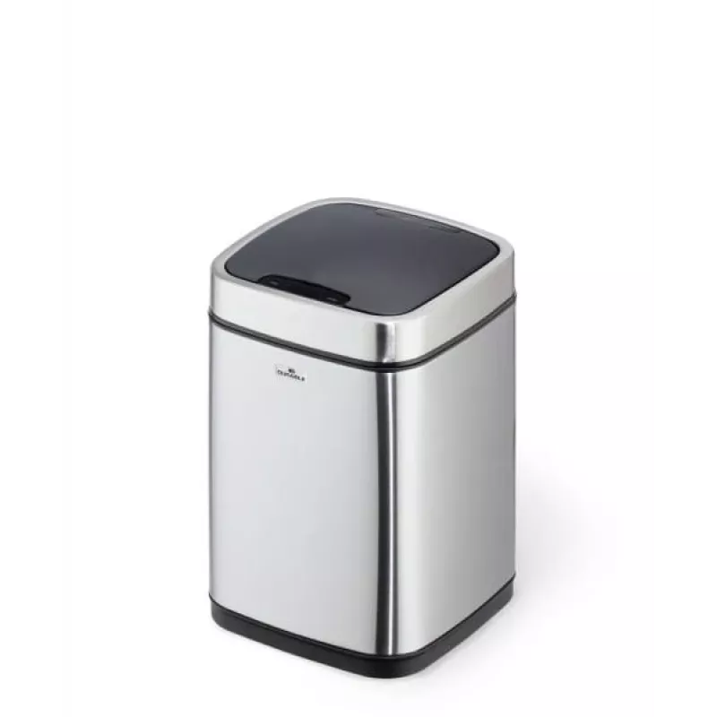Balde do lixo Durable NO TOUCH 6L retangular aço inoxidável prateado preto