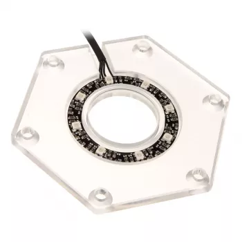 Conjunto de montagem BitsPower Hexagon BP-WTHU-RGB — acrílico transparente, 91,4×80×6,5 mm