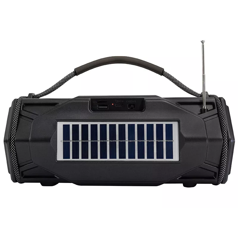 Tracer Explorer TRAGLO47616 coluna Bluetooth portátil, TWS, Bluetooth 5.3, 15 W RMS, rádio FM, lanterna, painel solar, powerbank de 1800 mAh, microSD, preta