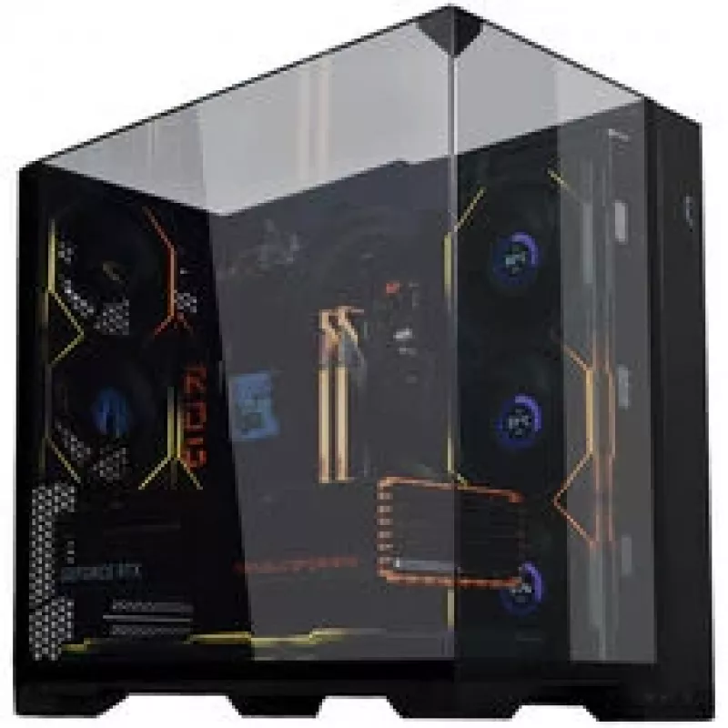Bundle de caixa de PC Lian Li O11 Vision Compact + 3x ventoinhas UNI FAN SL-INF 120 Reverse Blade - preto