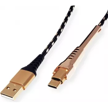 Cabo USB ROLINE 11.02.8920 1 m USB 2.0 USB A USB C preto - dourado (11.02.8920)