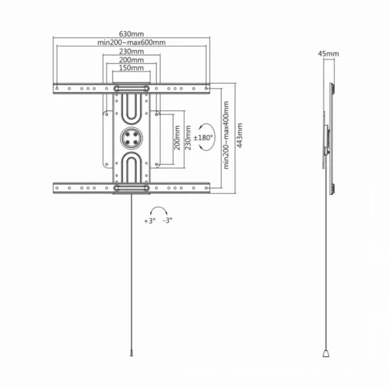 Sbox PLB-1246F Suporte fixo de parede para TV de ecrã plano 37-70 50kg