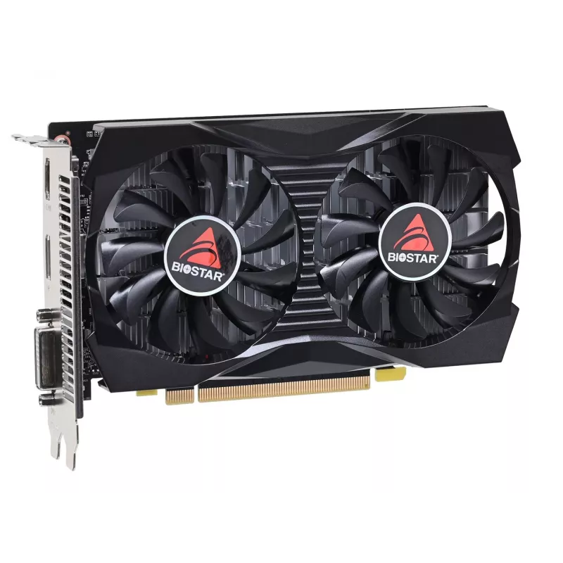 Placa gráfica BIOSTAR GeForce GTX 1050 VN1055XF41, 4 GB GDDR5, 128 bits, PCIe 3.0, 1354 MHz, 2 ventoinhas, DVI-D/HDMI/DisplayPort, preta
